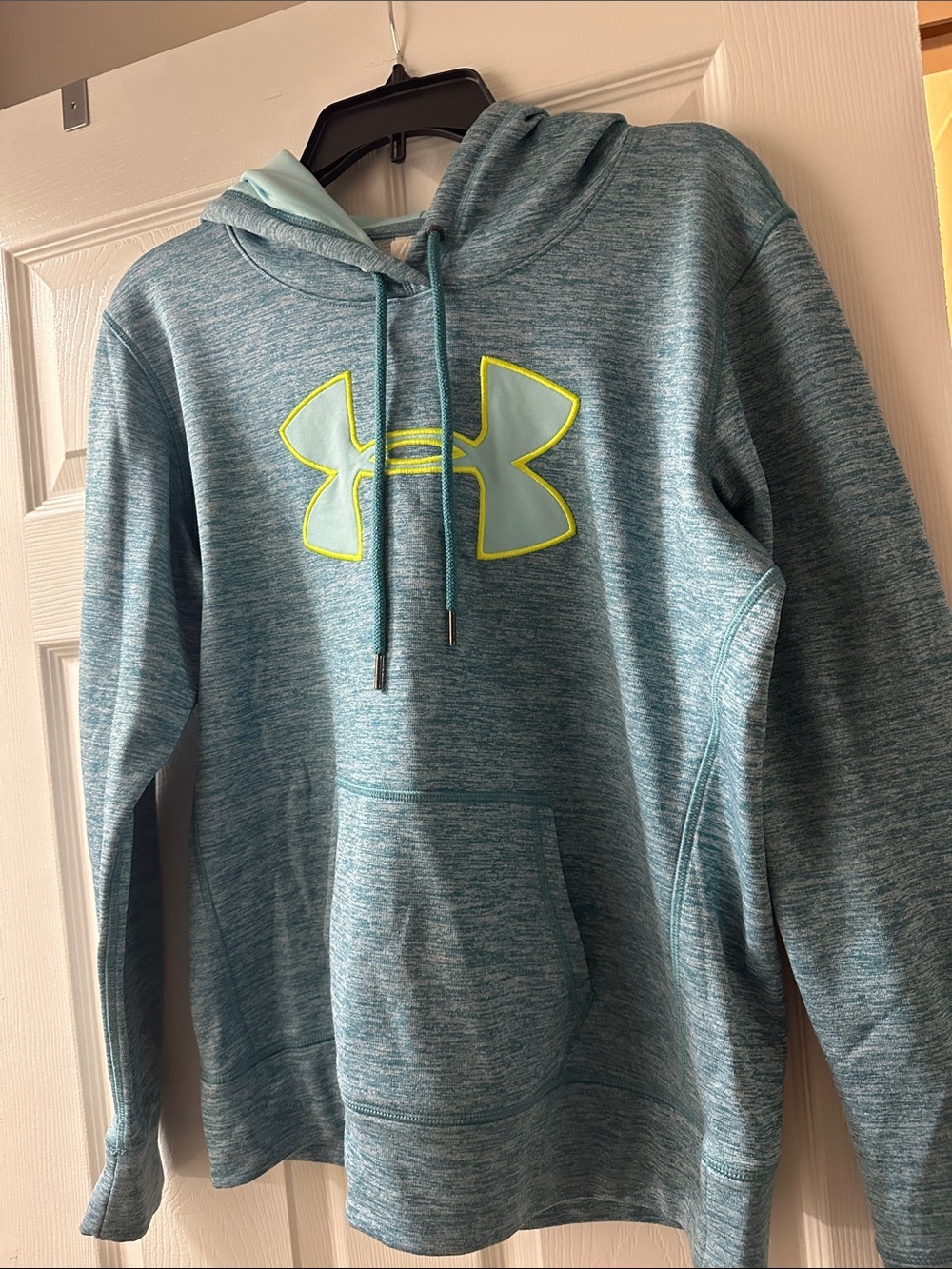 Under Armour Teal-Blue Hoodie with Neon Yellow Logo
